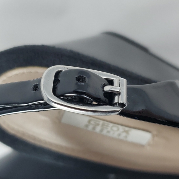 GEOX Respira Black Patent Leather Slingback Wedge Sandals Size 9 - Picture 6 of 15